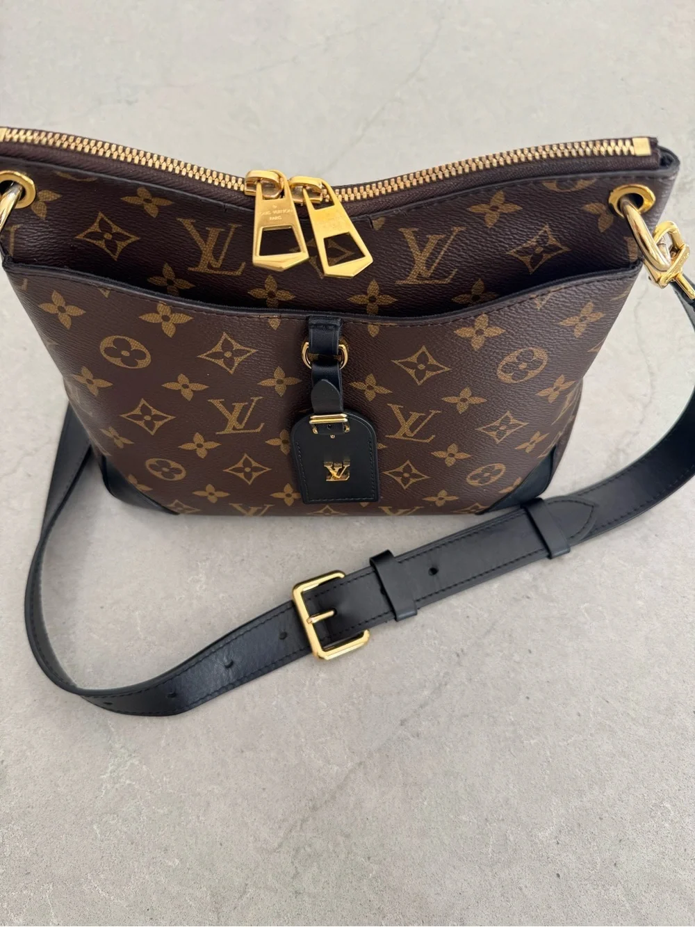 Louis Vuitton Odeon PM Monogram Canvas Shoulder Bag with Black Trim